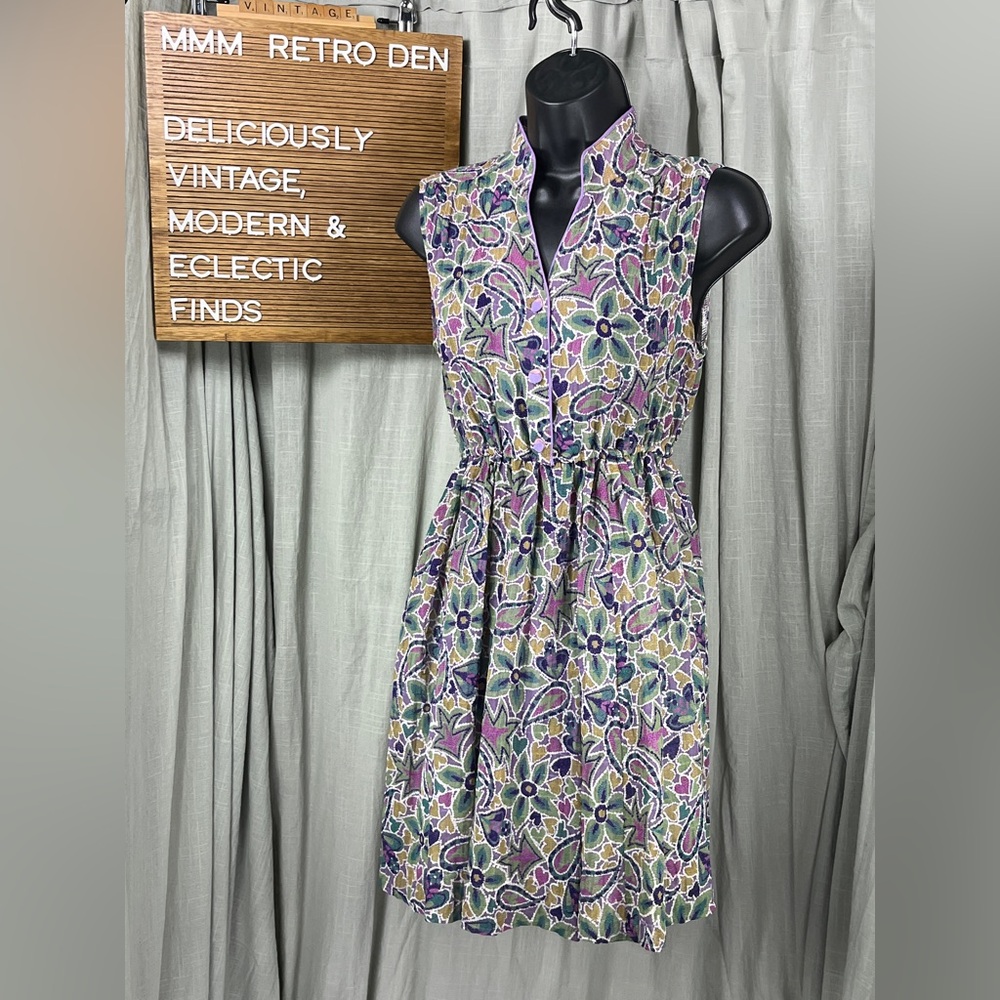 Vintage Ark Reworks Upcycled Floral Sleeveless Mini Dress